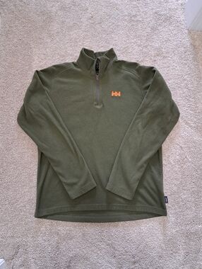 Helly Hansen Men's Green Fleece Polartec Quarter-Zip Sweatshirt Size Medium